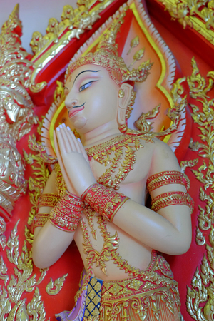 Thai angle statue in thai templeの写真素材