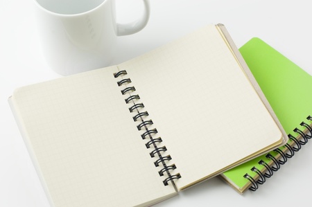Coffee cup and notepadの写真素材