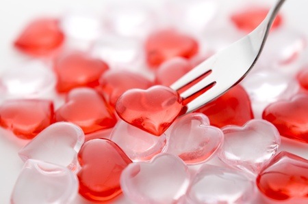 Red heart and forkの写真素材