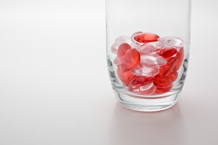 Small heart shape sundries in the glass