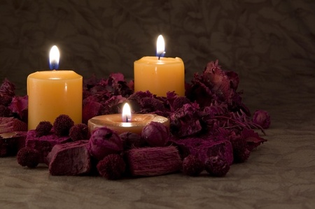 Still life with candles and potpourri.の写真素材