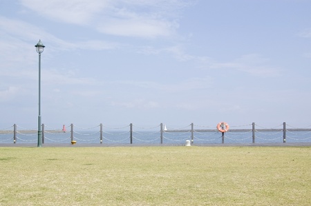 A park with a view of the sea