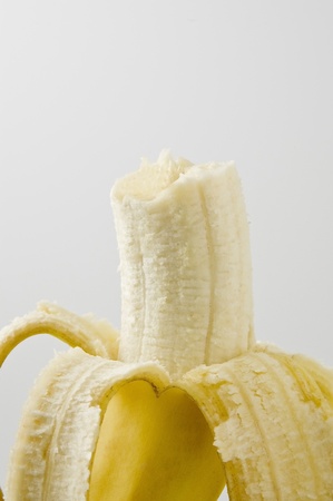 Close-up of a peeled bananaの写真素材