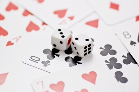 Playing cards with dicesの写真素材