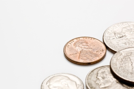  close up of the money of the United States in white backgroundの写真素材