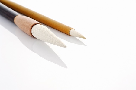 Asian writing brush for calligraphy on white background 