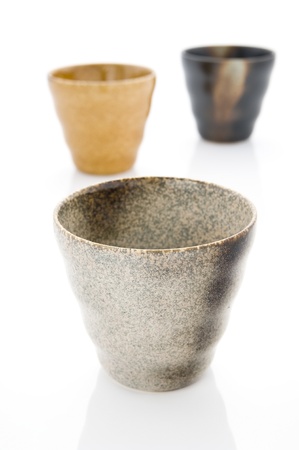 Multiple cups white backgroundの写真素材