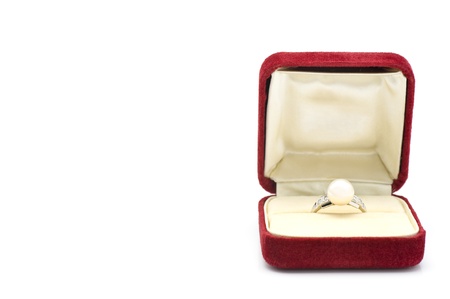 Jewelry boxes and pearl ringの写真素材