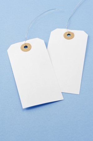 Blank tag on blue backgroundの写真素材