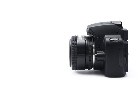 SLR camera on white background 