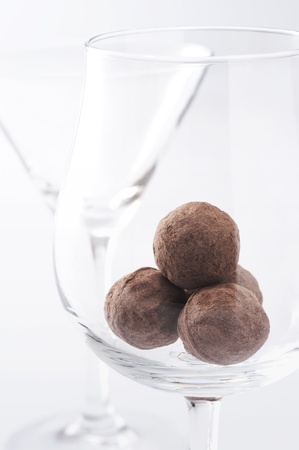 Chocolate and wine glassの写真素材