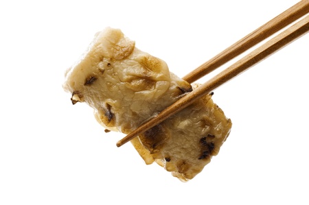 Grabbed fish Paste with chopsticks  Hotchpotch 