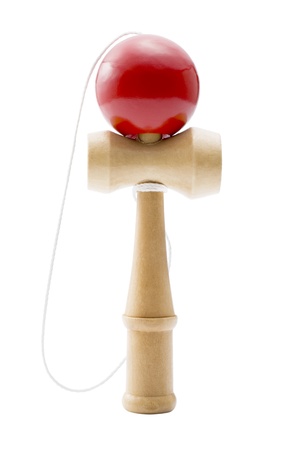 Classic wooden bilboquet with red ball of  traditional toy の写真素材