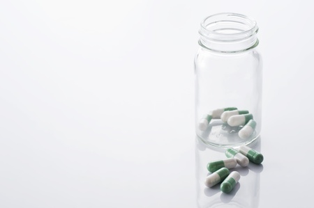 Many capsule for medical in small bottle の写真素材