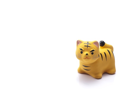 tiger, japanese new year image on white background の写真素材