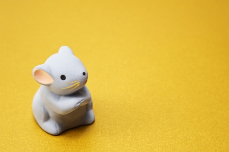 mouse, japanese new year image on gold background の写真素材