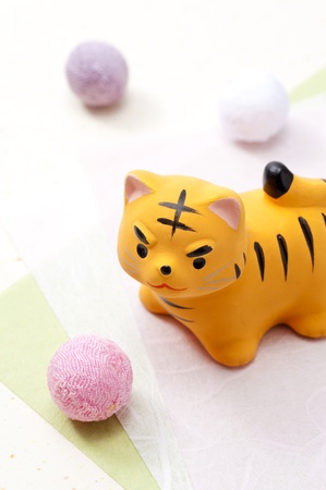 tiger figurines, japanese traditional new year decoration の写真素材
