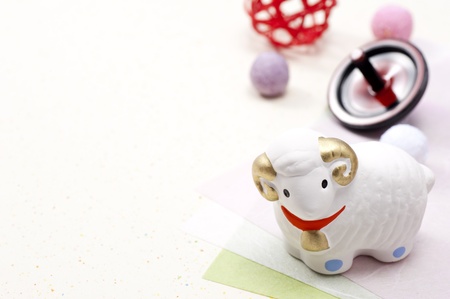 sheep figurines, japanese traditional new year decoration の写真素材