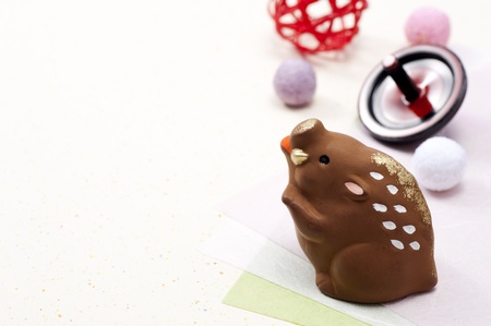 boar figurines, japanese traditional new year decoration の写真素材