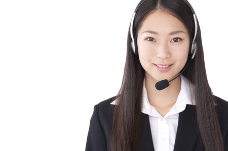 Operator wearing a headsetの写真素材