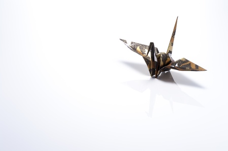 origami crane on white backgroundの写真素材