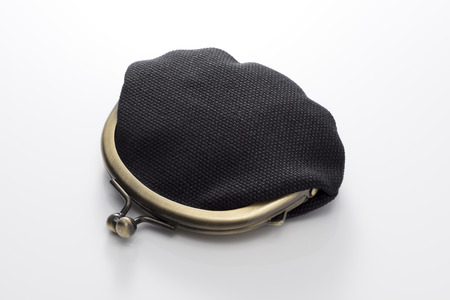 close up of retro black cloth purse