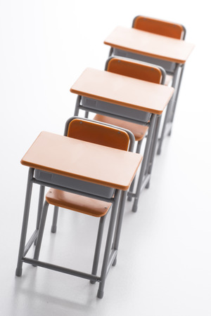 school desk on white の写真素材