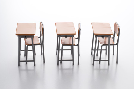 school desk on white の写真素材