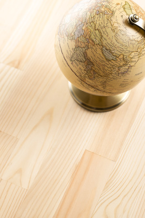 Vintage Globe on wooden tableの写真素材