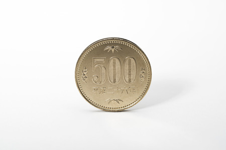 500 yen coin, close upの写真素材
