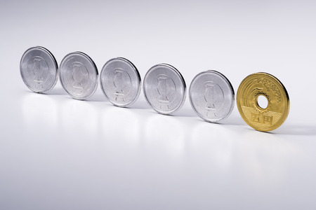 1 yen and 5yen coins, Currency of Japanの写真素材