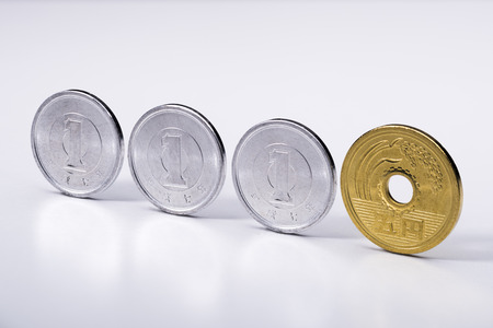 1 yen and 5 yen coins, Currency of Japanの写真素材