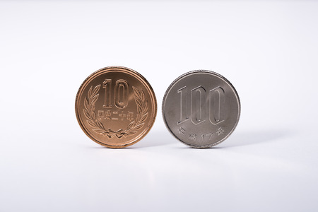 100 yen and 10 yen, Japanese currencyの写真素材