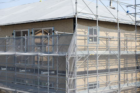 Construction site of new apartment complexの写真素材