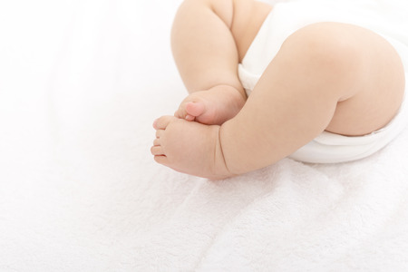 Close-up of baby's footの写真素材