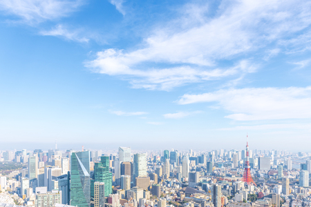 Landscape in the city of Tokyo on a sunny day  and Tokyo Towerの写真素材