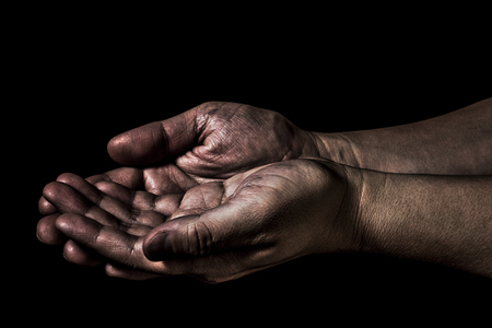 Open male palm, close-upの写真素材