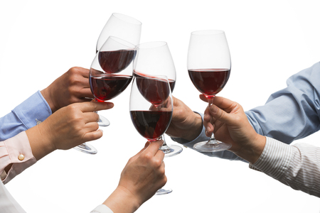 People have a toast with red wineの写真素材