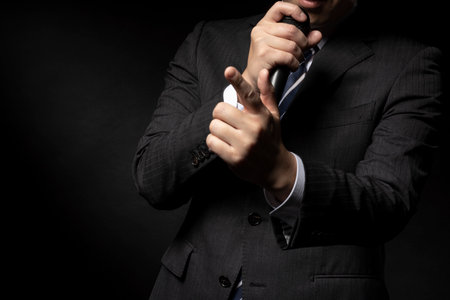 Man who speaks with a microphoneの写真素材