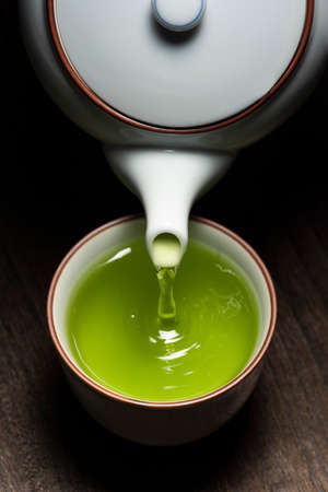 Green Tea on tableの写真素材