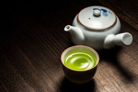 Green Tea on tableの写真素材