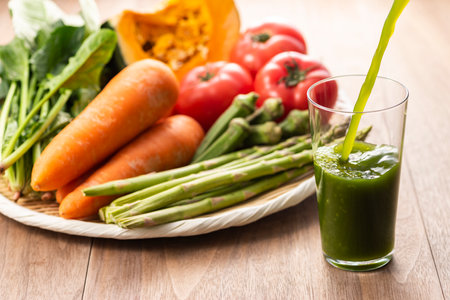 Many vegetables and vegetable juicesの写真素材