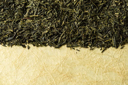 Tea leaves, Japanese green teaの写真素材