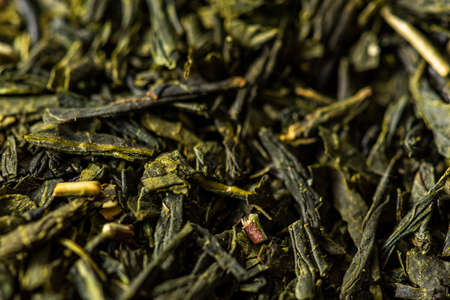 Tea leaves, Japanese green teaの写真素材