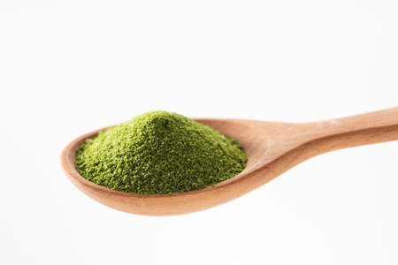 Green juice powder, dissolve in water and drink  Healthy food.