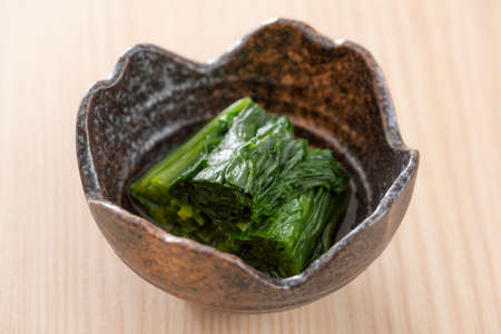 Spinach OHITASHI, Boiled spinach seasoned with soy sauce, japanese food.の写真素材
