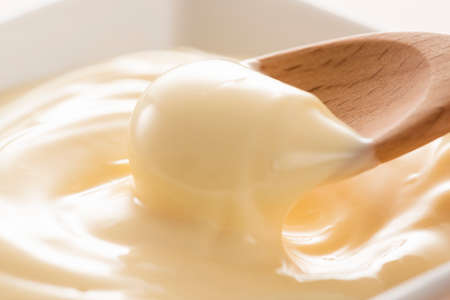 Fresh mayonnaise souce, close upの写真素材