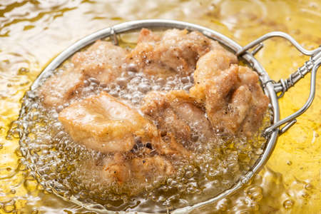 Cooking fried chicken, Japanese chicken.KARA-AGE.