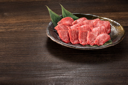 Cut raw lamp steak, Wagyu beefの写真素材