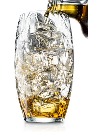 Highball, Whiskey soda in a glass cup isolated white.の写真素材